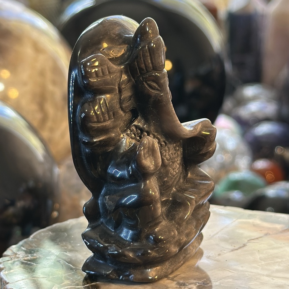🌸SALE🌸 Silver Obsidian Lord Ganesh Carving! - Picture 4 of 6